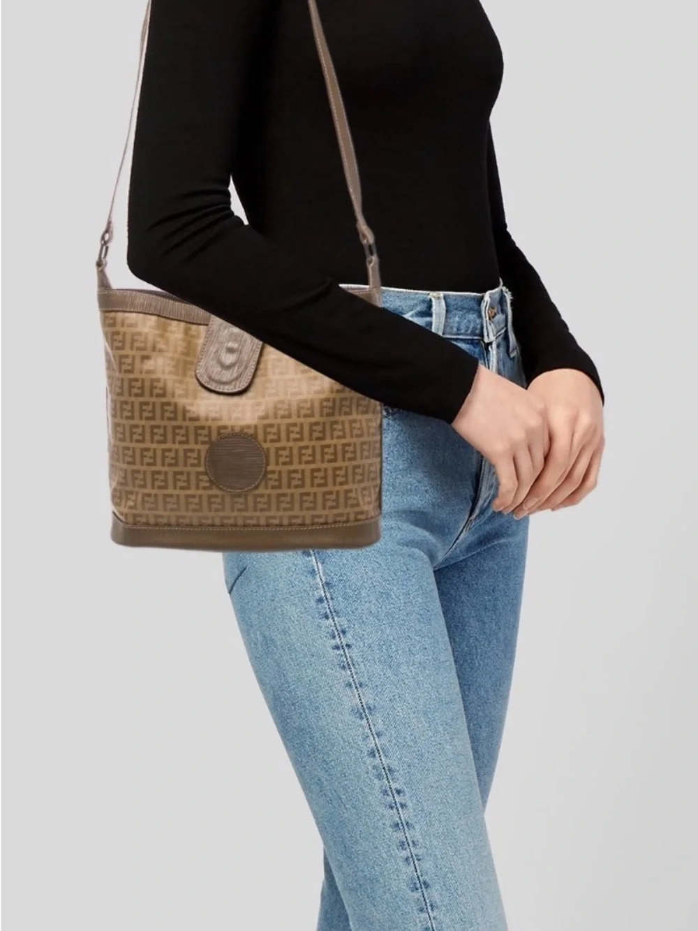 Fendi Tan Logo Monogram Crossbody Bag